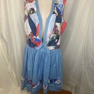 Vintage Skirt Vest Set 2 Pieces Denim Patchwork